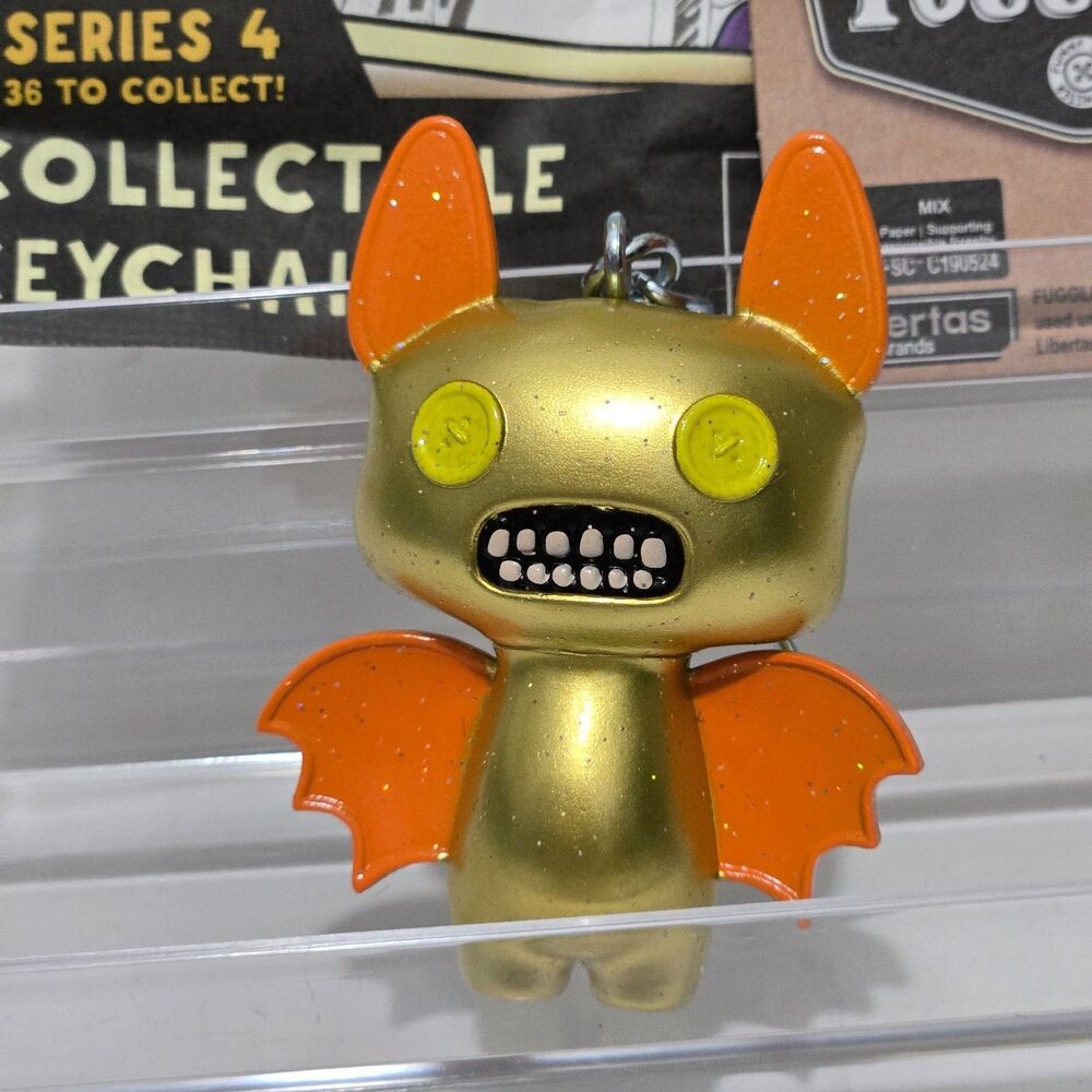 New Fuggler Series 4 Bag Clip Keychain Fearsome Winged Bat Gold/orange Key Charm